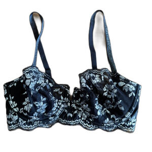 Victoria's Secret Dream Angels Black & Silver Lace Push-Up Bra Women's 34D